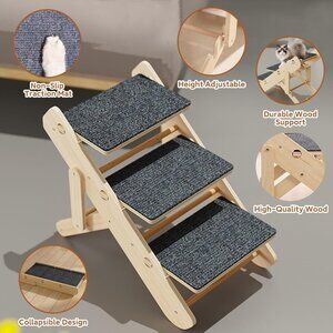 2-Level Convertible Foldable Pet Ramp & Stairs for Couch & Bed (Indoor Use)